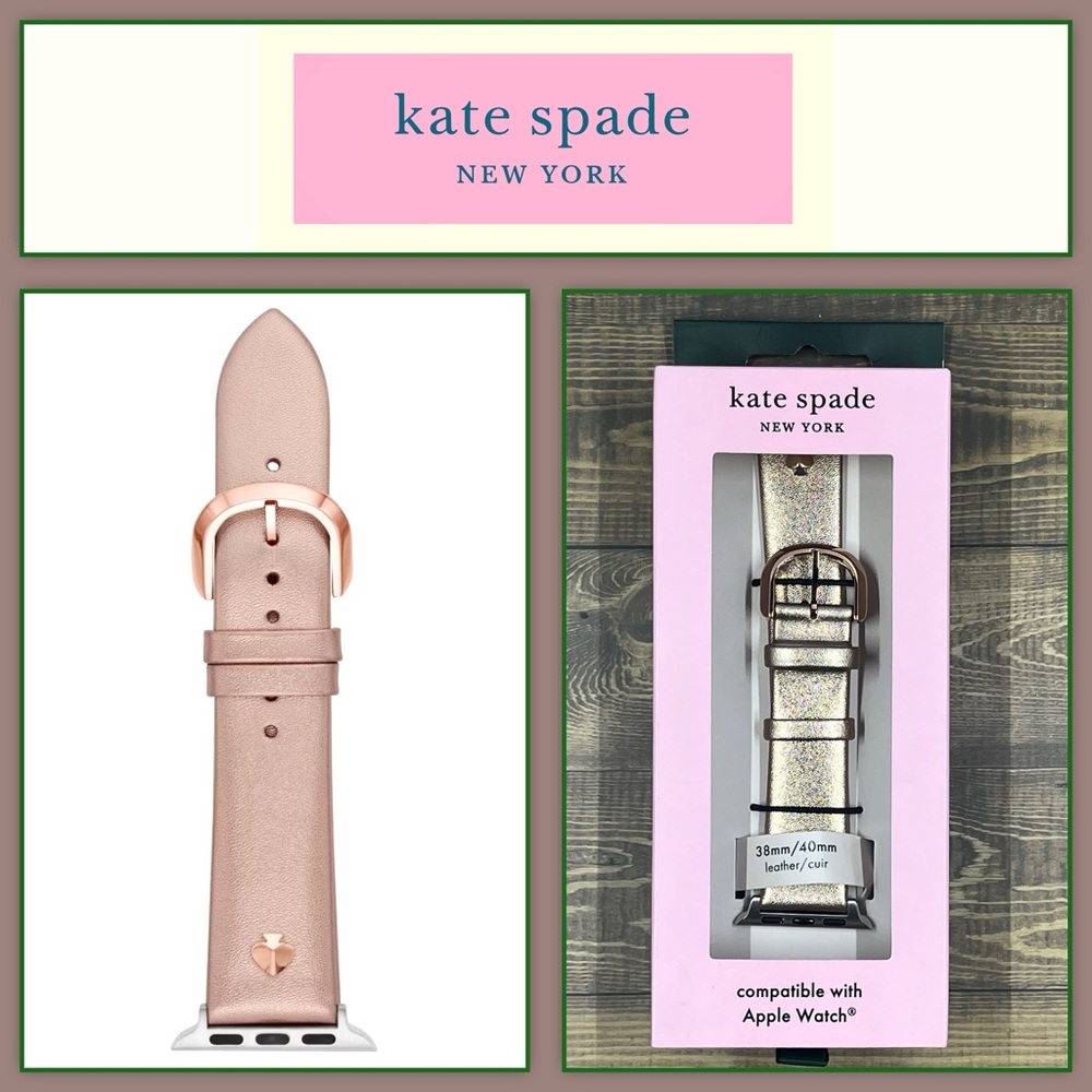 Kate Spade - Metallic Rose Gold Leather 38/40mm Band for Apple Watch